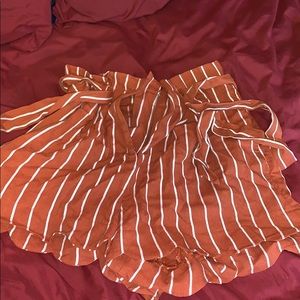 Scalloped striped shorts